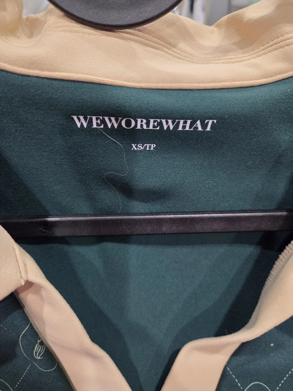 WeWoreWhat Dark Green & Beige Collared Crop Bralette Set Size XS NWT